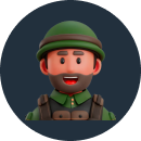 A soldier-themed cake with camouflage pattern.